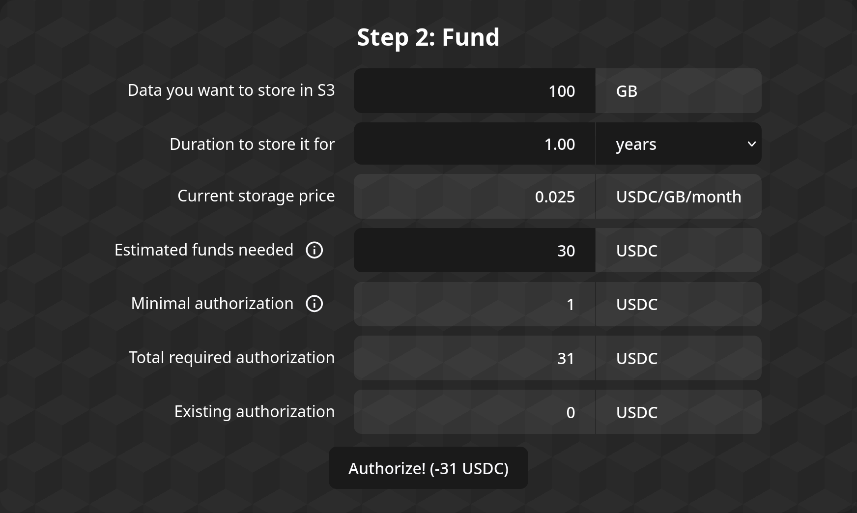 Screenshot of the Step 2 interface